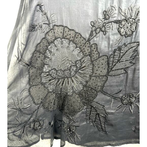 French Connection Whimsy Goth Embroidered Beaded Floral Knee Length Skirt Medium - Picture 3 of 8